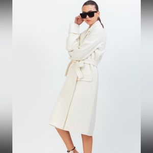 Helmet Lang wool belted blanket coat